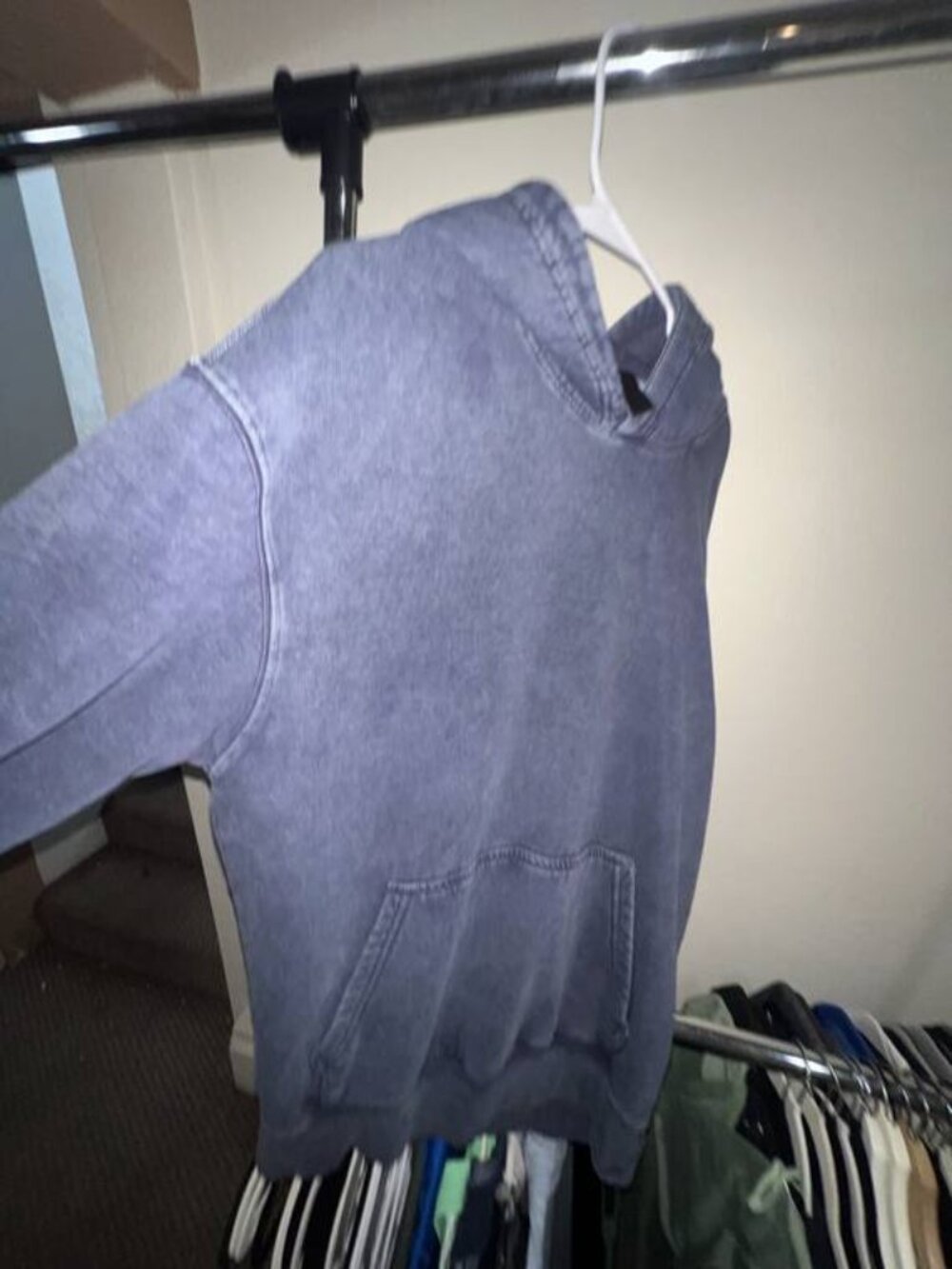 Blue-Gray Washed Pullover Hoodie - Picture 3 of 3